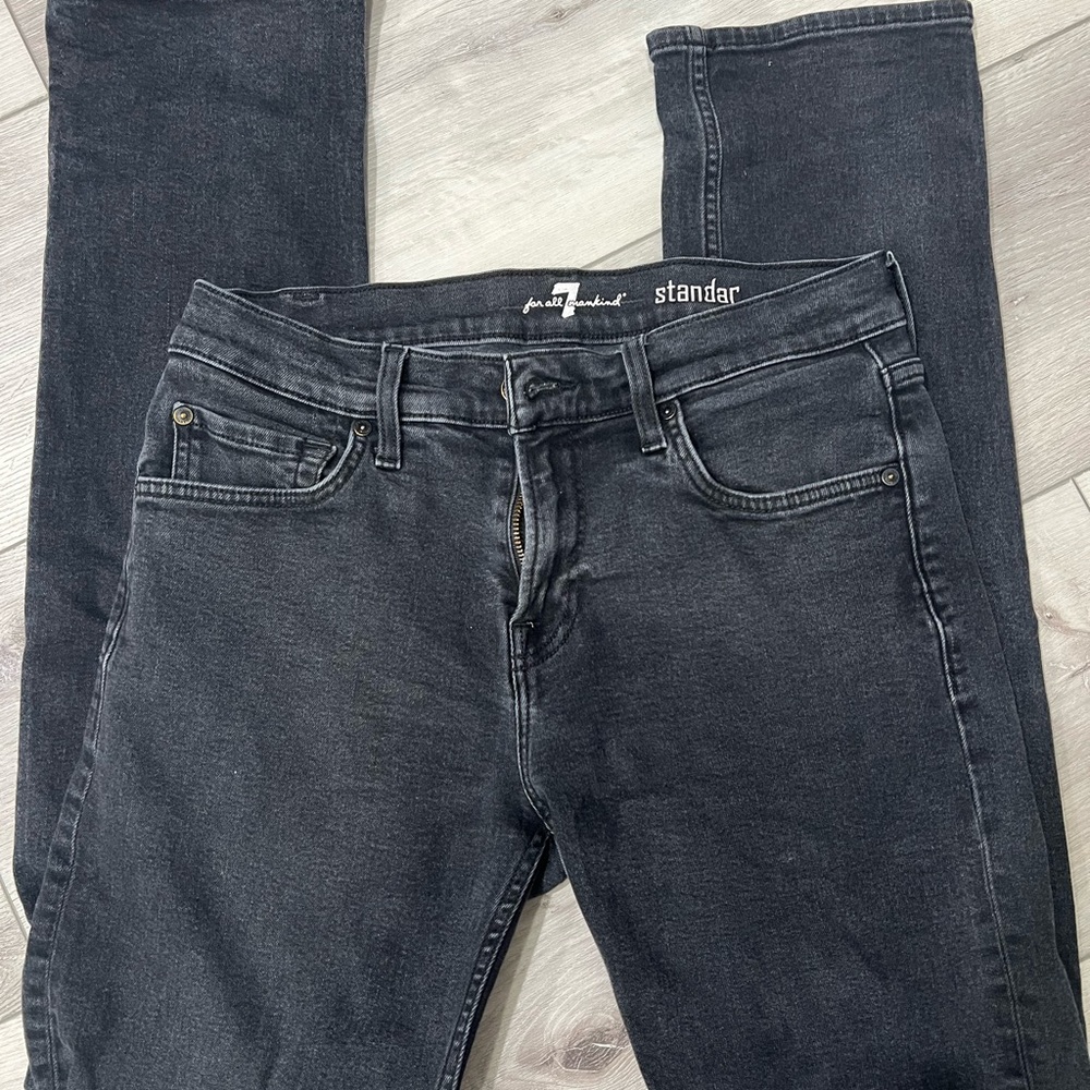 7 For All Mankind Men's Black Straight Jeans